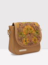 Caprese Tresna Embroidery Large Sling  Handbag Fawn