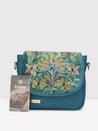 Caprese Tresna Embroidery Large Sling  Handbag Green