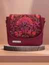 Caprese Tresna Embroidery Large Sling  Handbag Maroon