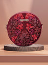 Caprese Tresna Embroidery Medium Sling Handbag Maroon