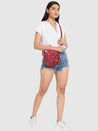 Caprese Tresna Embroidery Medium Sling Handbag Maroon