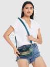 Caprese Tresna Embroidery Small Sling Handbag Green