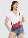 Caprese Tresna Embroidery Small Sling Handbag Maroon