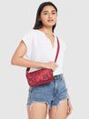 Caprese Tresna Embroidery Small Sling Handbag Maroon