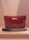 Caprese Tresna Embroidery Small Sling Handbag Maroon