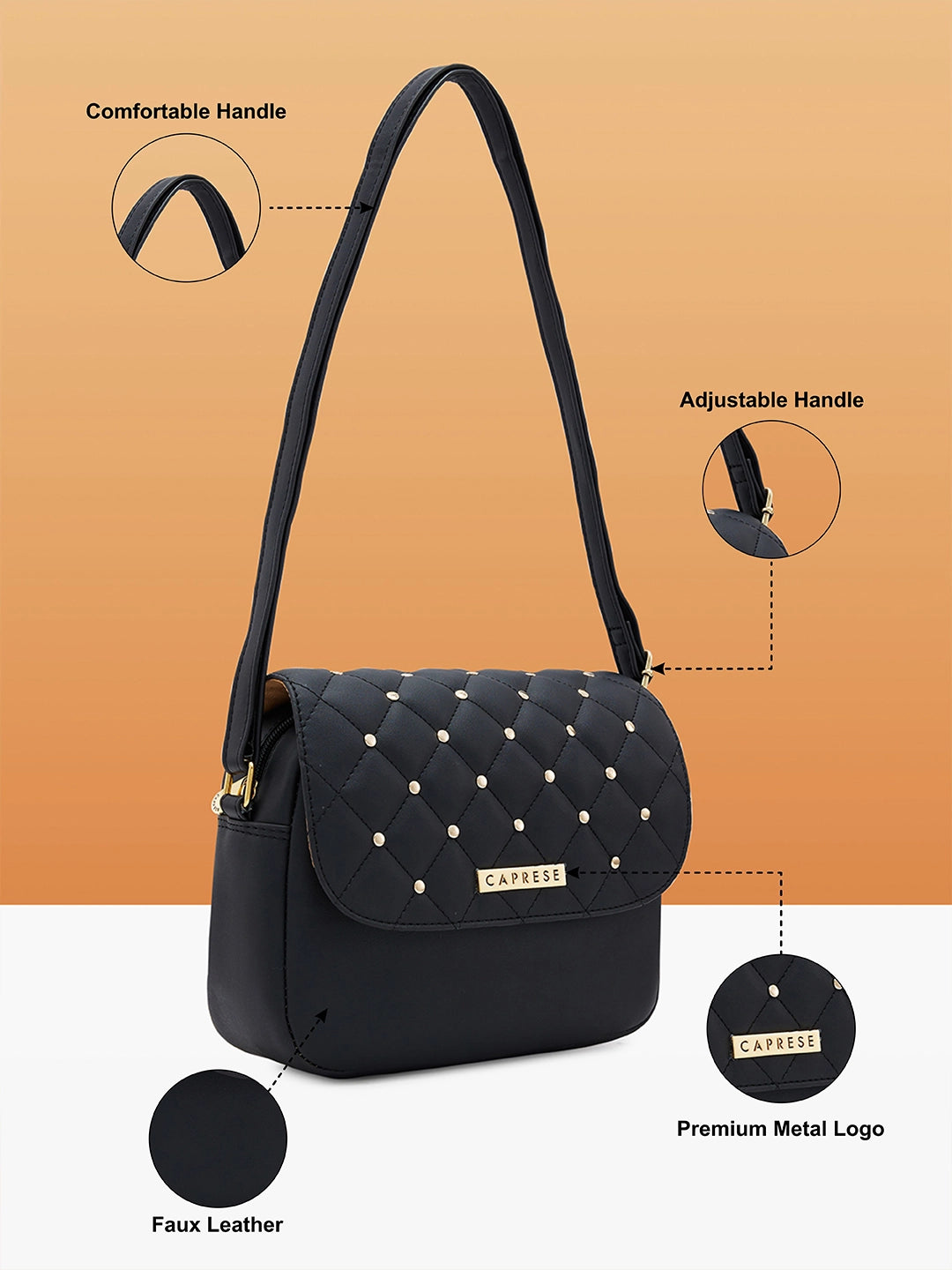 Buy Caprese Zesty Medium Black Sling Caprese Bags