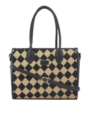 Caprese Checker Medium Black Satchel Bag