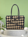 Caprese Checker Satchel Medium Black
