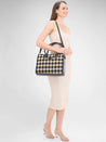 Caprese Checker Satchel Medium Black