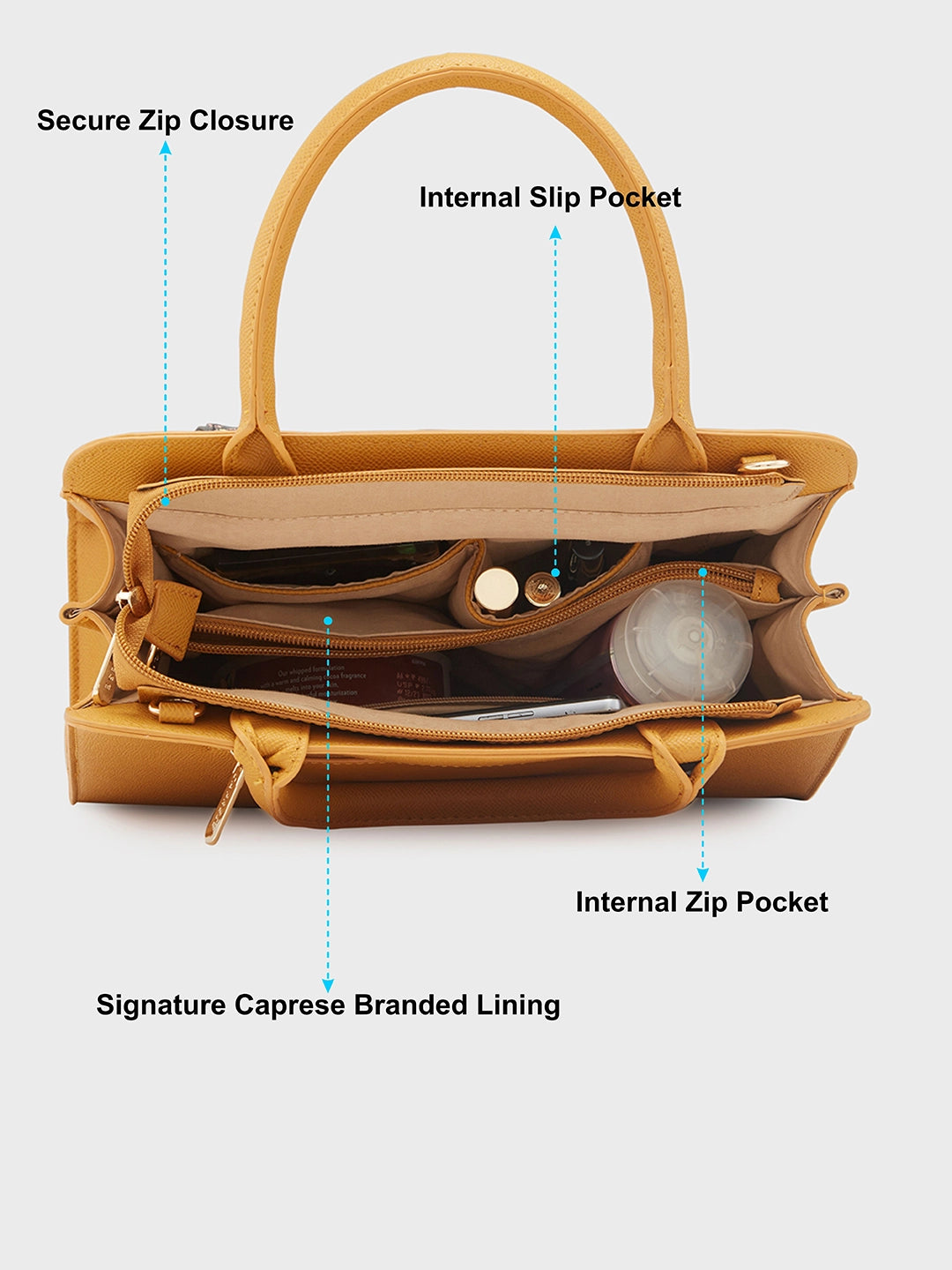 Buy Caprese Daphne Satchel Medium Yellow Rs.2239 Caprese Bags