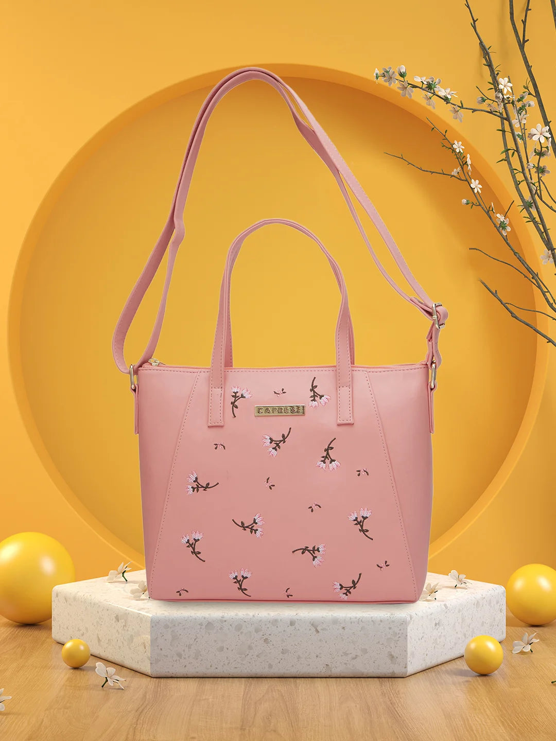 Buy Caprese Dara Satchel Medium Pink Rs.3998 Caprese Bags