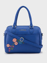 Caprese Erica Satchel Medium Blue Embroidered Women'S Handbag Blue