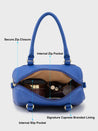 Caprese Erica Satchel Medium Blue Embroidered Women'S Handbag Blue