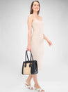 Caprese Georgia Satchel Medium Self Design Women's Handbag Black