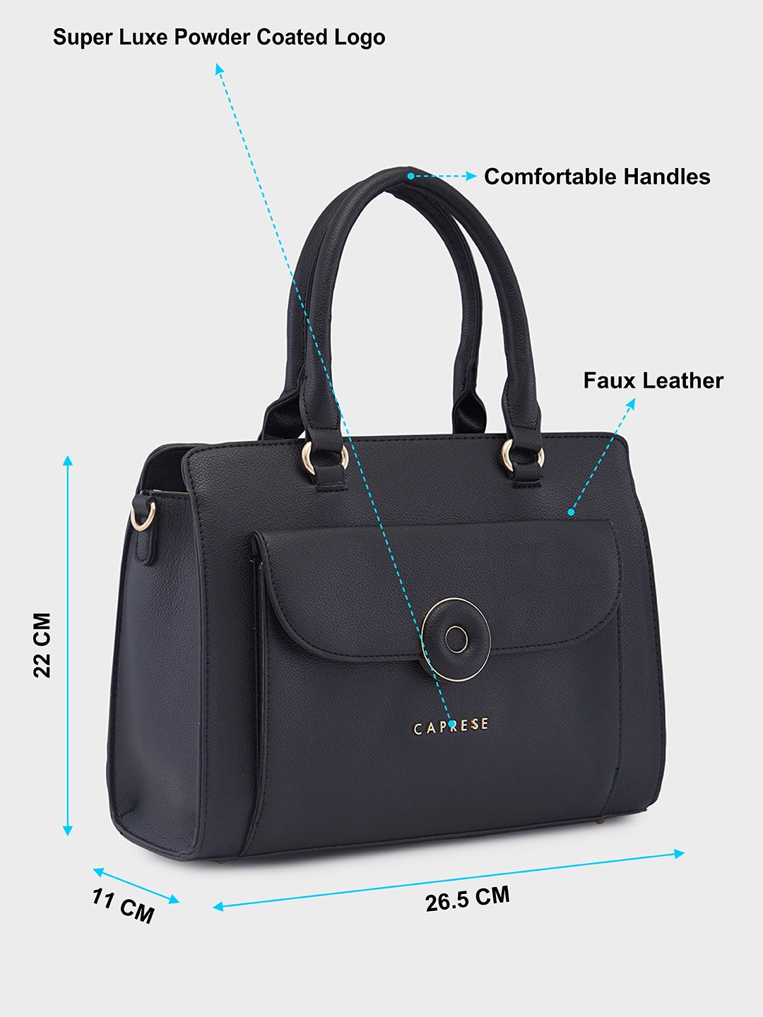 Buy Caprese Jackie Medium Black Satchel Bag @ 3299 | Caprese Bags