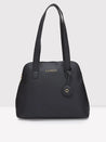 Caprese Jensen Small Satchel Solid Faux Leather For Women Black