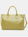 Caprese Juno Medium Satchel Metallic Faux Leather For Women Lime