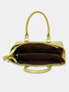 Caprese Juno Medium Satchel Metallic Faux Leather For Women Lime