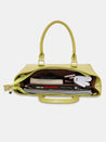 Caprese Juno Medium Satchel Metallic Faux Leather For Women Lime