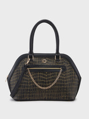 Caprese Mist Large Black Satchel Bag