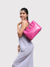 Caprese Mink Satchel Small Women Handbag |Shoulder Bag With Double Handle Fuschia