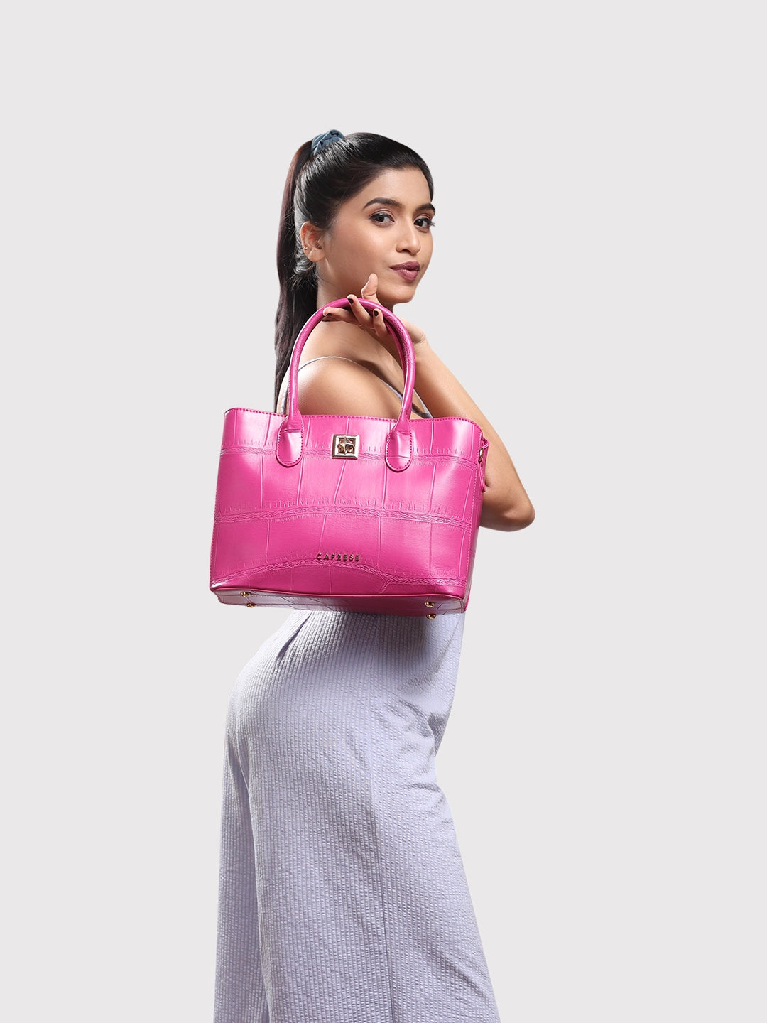 Caprese Mink Small Fuchsia Satchel Bag