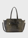 Caprese Miranda Satchel Large Croco Womens Handbag Black