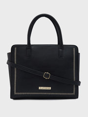 Caprese Poppy Medium Black Satchel Bag