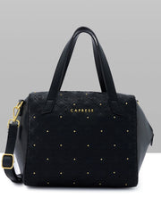 Caprese Rain Medium Black Satchel Bag