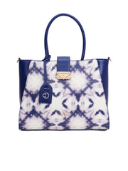 Caprese Shibori Large Blue Satchel Bag