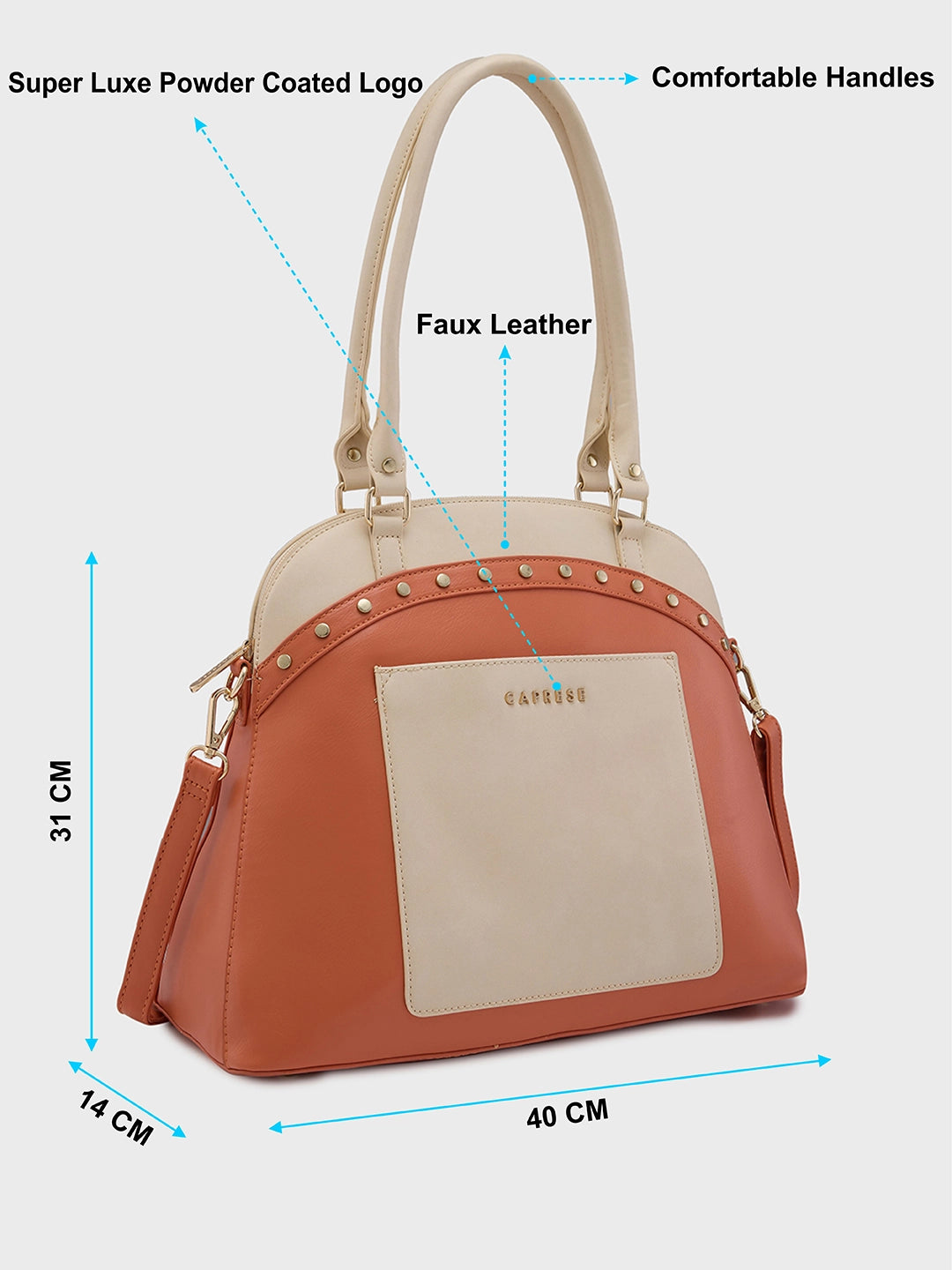 Buy Shelby Satchel Large Handbag Beige Rs.1049 Caprese Bags