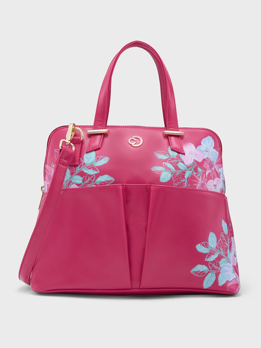 Buy Caprese Shanaya Satchel Medium Printed Women S Handbag Burgundy Rs 2499 Caprese Bags