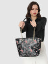 Caprese Snow Satchel Large Printed Women'S Handbag Black