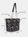 Caprese Snow Satchel Large Printed Women'S Handbag Black