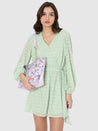 Caprese Snow Satchel Large Printed Women'S Handbag Lavender