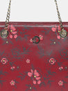 Caprese Snow Satchel Large Printed Women'S Handbag Maroon