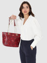 Caprese Snow Satchel Large Printed Women'S Handbag Maroon
