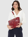 Caprese Snow Satchel Large Printed Women'S Handbag Maroon