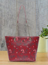 Caprese Snow Satchel Large Printed Women'S Handbag Maroon
