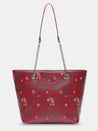Caprese Snow Satchel Large Printed Women'S Handbag Maroon