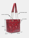 Caprese Snow Satchel Large Printed Women'S Handbag Maroon