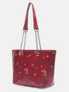 Caprese Snow Satchel Large Printed Women'S Handbag Maroon