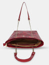 Caprese Snow Satchel Large Printed Women'S Handbag Maroon
