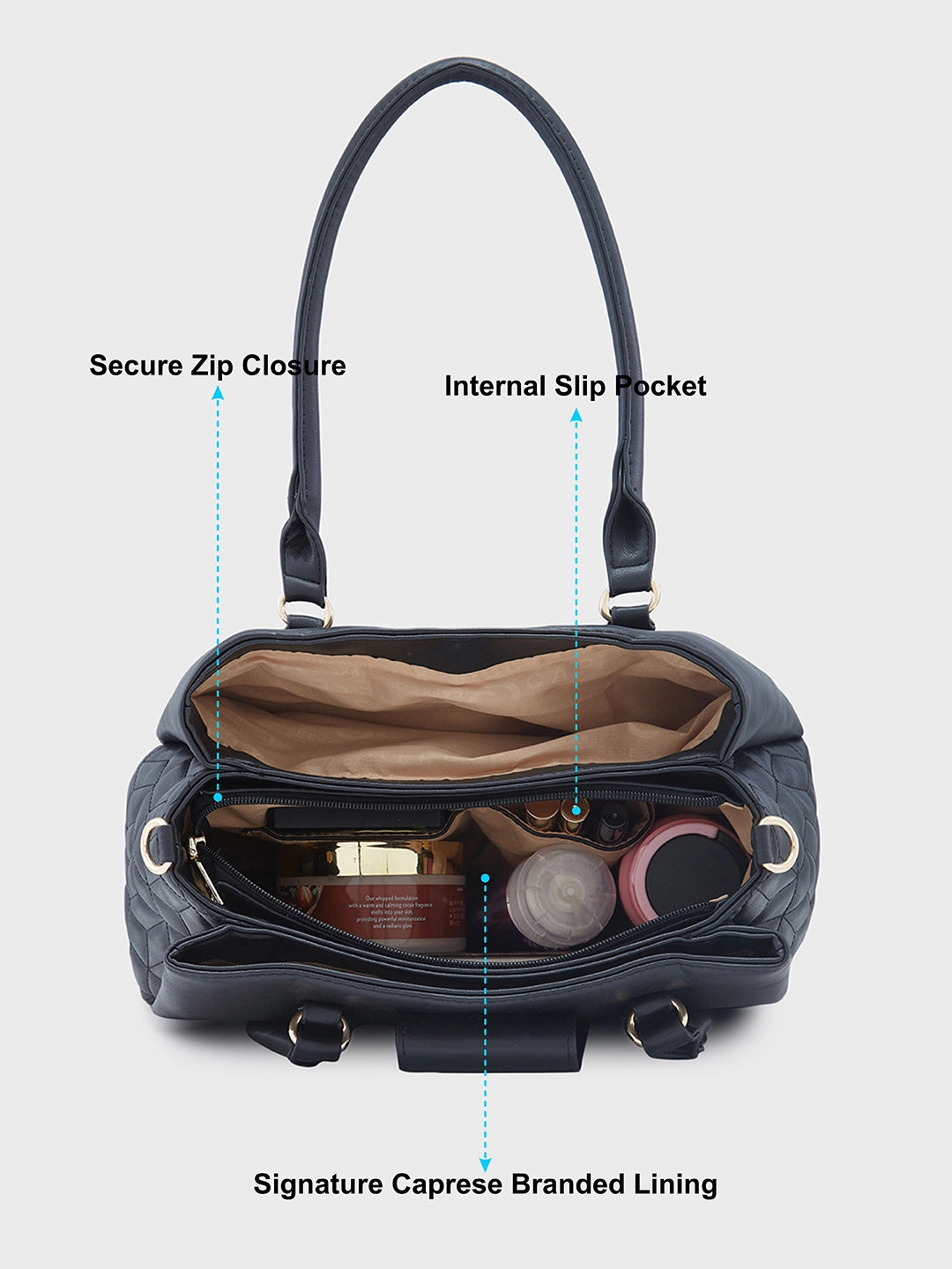 Buy Caprese Sabrina Satchel Medium Black Rs.2799 Caprese Bags