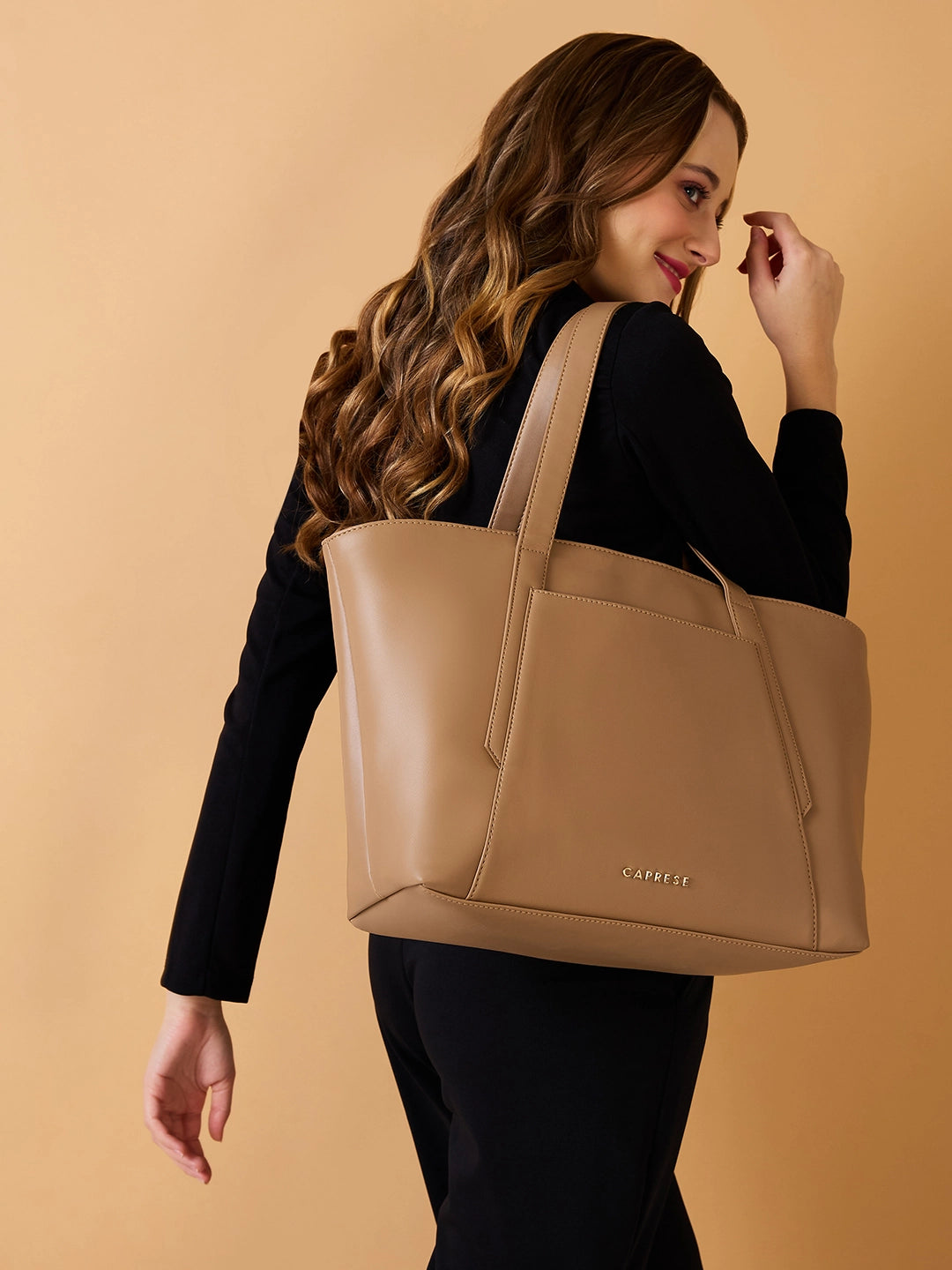 Caprese Aarya Large Beige Tote Bag
