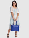 Caprese Adah Tote Large Blue Office Handbag