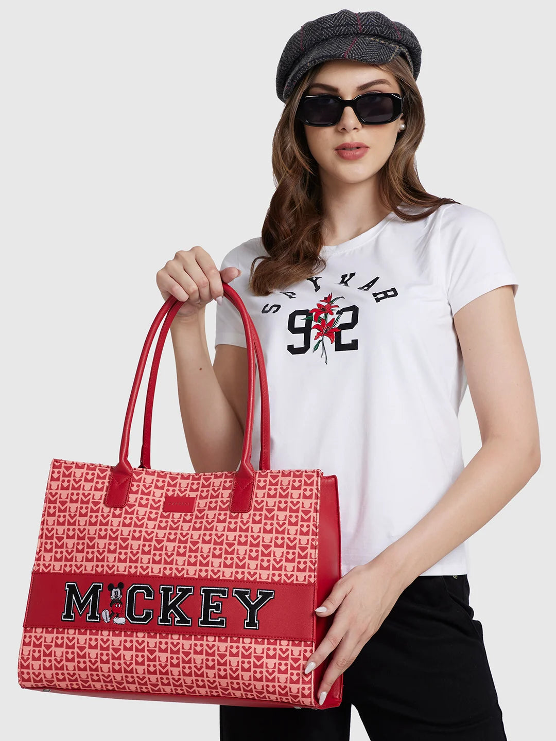 Caprese Disney Inspired  Graphic Printed Mickey Mouse Collection Tote Laptop Compatible Handbag