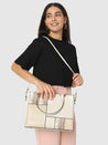 Caprese Ariana Tote Medium Self Deisgn Women'S Office Handbag Beige
