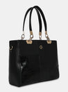 Caprese Ariana Tote Medium Self Design Women'S Office Handbag Black