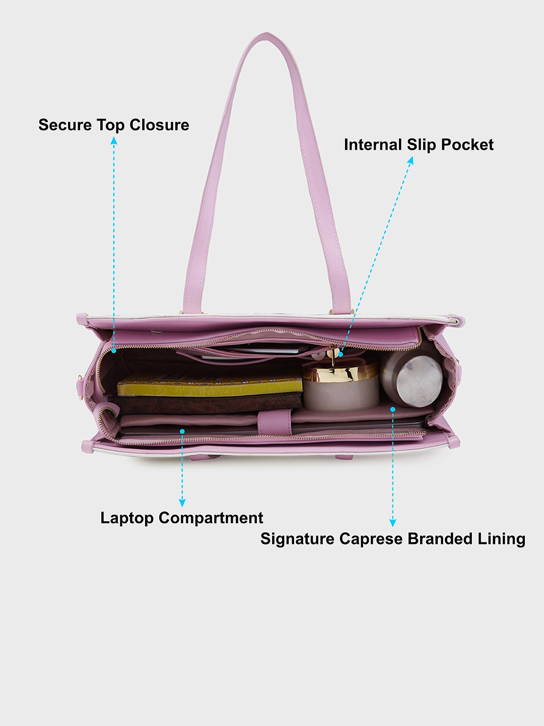 Caprese Aurora Large Purple Tote Laptop Bag - Main Image